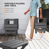 VINGLI Small HDPE Folding Side Table, Plastic Waterproof Portable Adirondack Coffee End Tables, All Weather for Patio - Photo 6