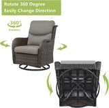 Rilyson Wicker Patio Furniture Set - 5 Piece Rattan Outdoor Sectional Conversation Sets with 2 Swivel Rocking Chairs - Photo 4