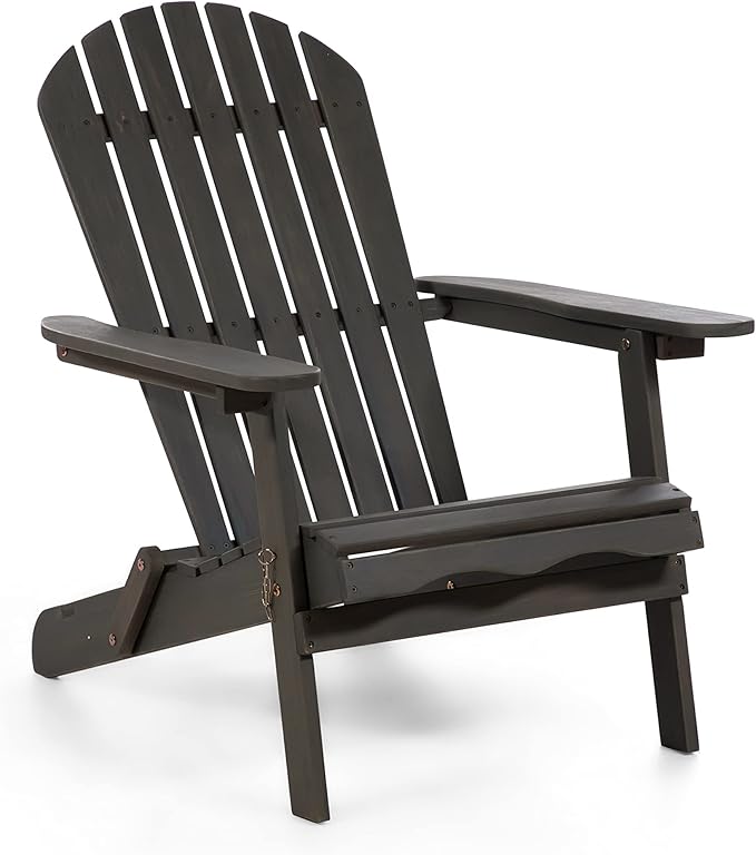 Greemotion Set of 2 Elk 34 in. W All Weather Outdoor Patio Eucalyptus Wood Adirondack Chair Solid Wood for Outdoor Fire Pit, Deck, Beach, Garden, Campfire Chairs, Weather Resistant, Weathered Gray