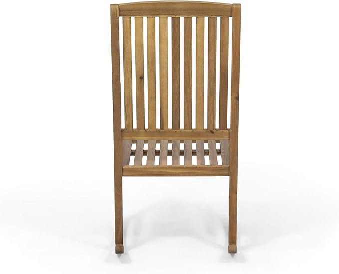 Christopher Knight Home Traditional Patio Garden Furniture Rocking Chair, Outdoor Acacia Wood Club Chair with Rocking Feature, Lounging Armchair, Solid Wood Accent Chair, Brown/Teak