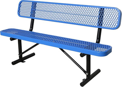 6FT Heavy-Duty Portable Outdoor Bench, Park Benches for Outside, Garden Benches Weatherproof with Backrest & Portable Frame, Commercial-Grade Seat Bench for Park, Garden, School, Shopping Mall