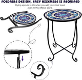 15 Inch Tall Outdoor Side Table, Metal Patio End Table with Twin Koi Fish Pattern - Photo 7
