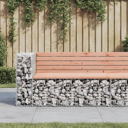 Outdoor Garden Bench, Solid Douglas Fir Wood Seating with Unique Gabion Design, 2-Person Weather-Resistant Bench for Patio, Backyard, and Terrace, Brown, 48-Inch