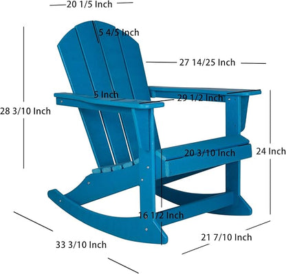 WO WESTIN OUTDOOR HDPE Laguna Outdoor Rocking Poly Adirondack Chair, Pacific Blue