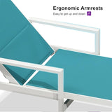 PURPLE LEAF Outdoor Chaise Lounge Adjustable Sunbathing Recliner with Armrest Blue 2 Sets - Photo 5