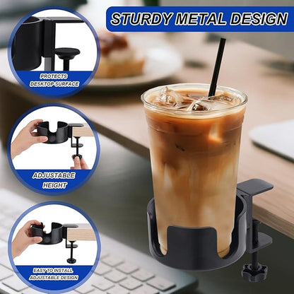 BOXOB Cup Holder for Chair Compatible with Adirondack, Adjustable Outdoor Drink Holder Attachment Sturdy & Durable Non-Spill & Non-Slip Cup Clamp for Outdoor Lawn Camp Lounge Chair Table