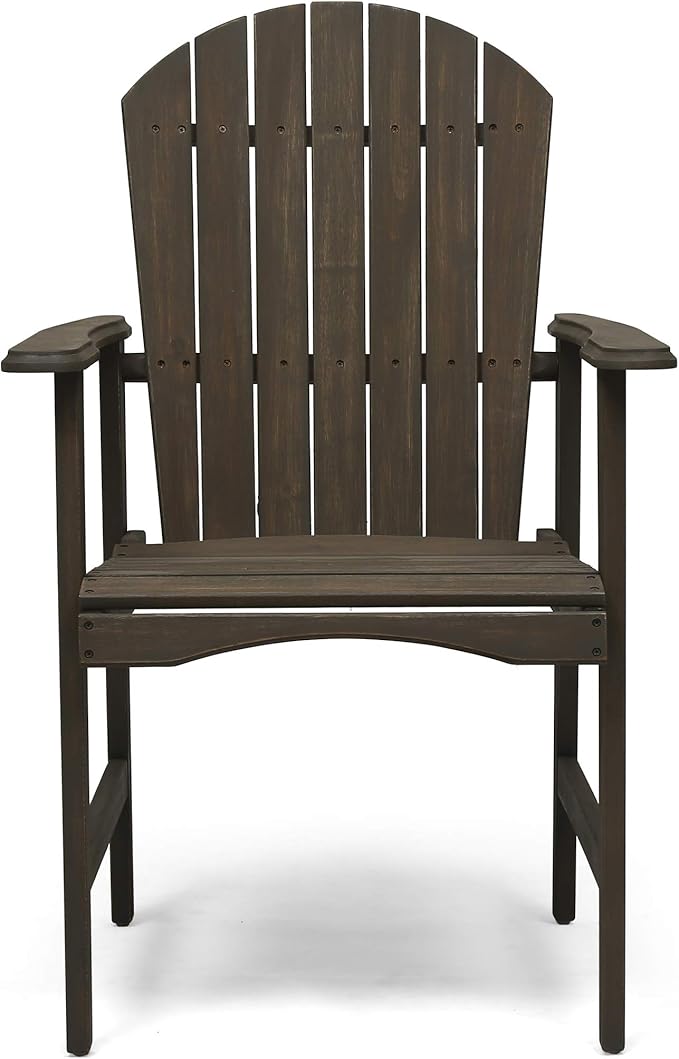 Harper & Bright Designs Outdoor Weather Resistant Acacia Wood Adirondack Dining Chairs (Set of 2), Grey Finish