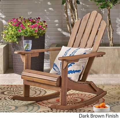 Christopher Knight Home Cara Outdoor Adirondack Acacia Wood Rocking Chair, Dark Brown Finish