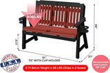 3-Person 5FT Plastic Poly Lumber Wood Cup Holders Bench Amish Craftsmanship Made in USA HDPE with No wood fibers - Photo 2