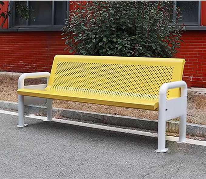 Metal Garden Bench with Backrest and Armrests, Weatherproof Design, Load Capacity 880lbs, Ideal for Garden, Porch, Park, School, and Sports Areas