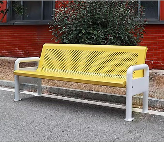 Metal Garden Bench with Backrest and Armrests, Weatherproof Design, Load Capacity 880lbs, Ideal for Garden, Porch, Park, and Outdoor Spaces