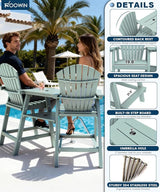 FOOWIN Tall Adirondack Chair Set of 2, All Weather HDPE Bar Height Adirondack Chair with Double Connecting Trays - Photo 6