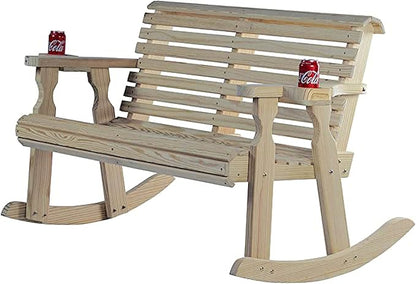 Amish Casual Heavy Duty 800 Lb Roll Back Pressure Treated Double Rocker with Cupholders (Unfinished)