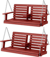 KINGYES Outdoor Hanging Patio Swing Set of 2, 2 Seat Swing Chair with Cup Holders - Photo 1