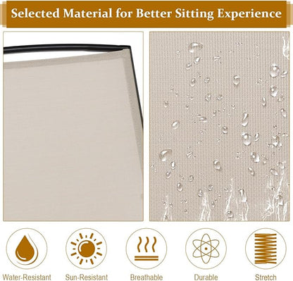 Giantex Patio Bench Glider Chair with Metal Frame, Center Tempered Glass Table, Outside Double Rocking Swing Loveseat for Porch, Garden, Poolside, Balcony, Lawn Rocker Outdoor Glider Bench(Beige)