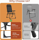 TLSUNNY Folding Patio Chairs Set of 4, Outdoor Lawn Chair w/ 5 Level Adjustable Teslin Back, Removable Headrest - Photo 4