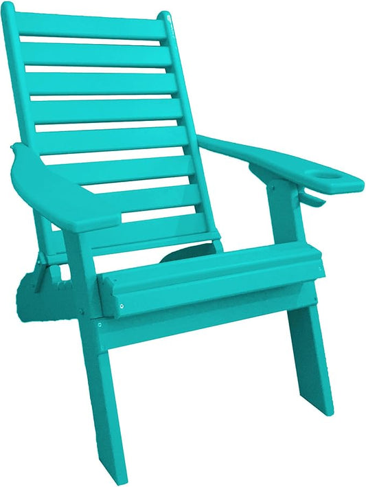 Furniture Barn USA Farmhouse Collection Poly Ladderback Folding Adirondack Chair, Aruba Blue
