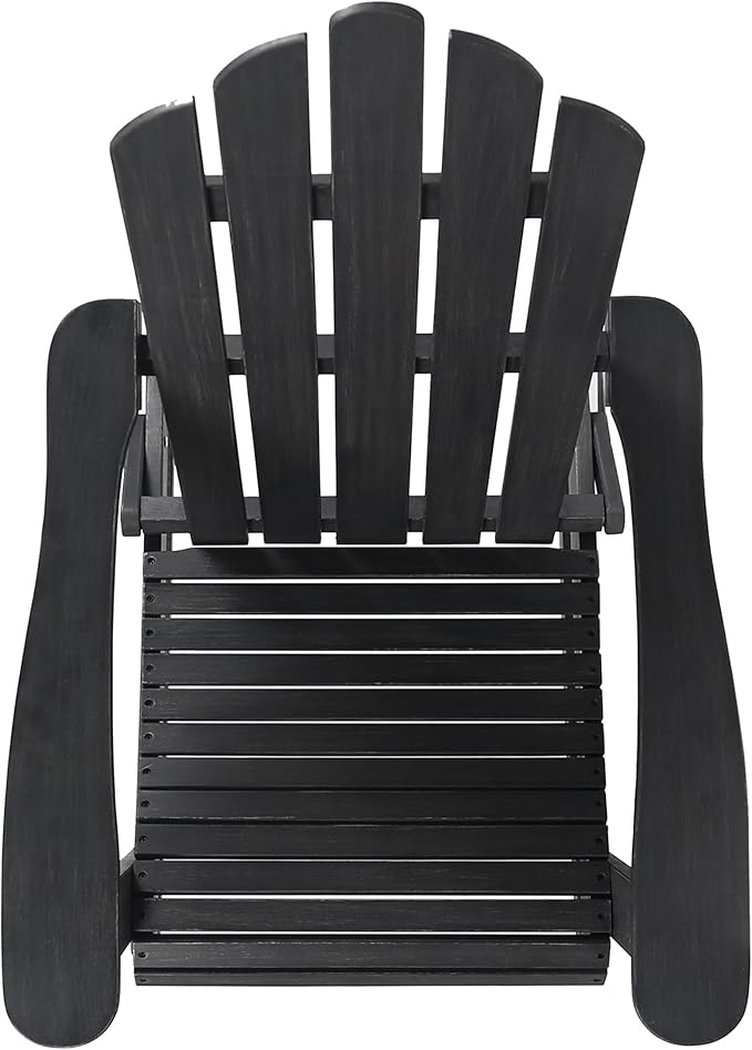 Christopher Knight Home Adirondack Rocking Chair Outdoor Acacia Wood Patio Rocker with Slat Panel Design for Porch Backyard Garden, Dark Grey