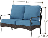 PHI VILLA Wicker & Metal Outdoor 2-Seat Patio Couch, Patio Sofa Loveseat with Deep Seating for Front Porch, Deck - Photo 2