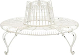 Safavieh PAT5019B Outdoor Collection Ally Darling Antique White Wrought Iron 60-inch Round Tree Bench - Photo 1