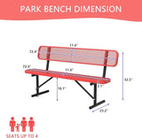 4/6/8 Feet Park Bench for Outside Heavy Duty Metal, Garden Benches Outdoor Bench with Backrest & Portable Frame - Photo 3