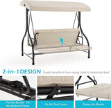 AECOJOY Porch Swing Chair, 3 Seats Porch Swing Adjustable Canopy Outdoor Swing with Stand Patio Swing Bed with - Photo 4