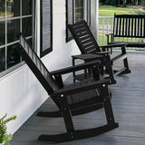 GREENVINES Outdoor Rocking Chairs | Set of 4 | Porch Rocker | HDPE Plastic | Black | Oversized Rockers | High Back - Photo 5