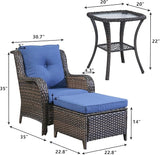Rilyson Wicker Patio Furniture Set - 5 Piece Rattan Outdoor Sectional Conversation Sets with 2 Chairs - Photo 3