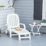 Outsunny Outdoor Chaise Lounge Chair on Wheels with Storage Box, Waterproof Lounger with Quick Assembly, Folding Design - Photo 2
