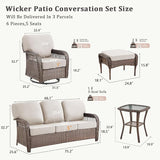 Patio Furniture Set with Fire Pit Table - 7 Pieces All-Weather Wicker Outdoor Furniture with High Back Swivel Chairs - Photo 9