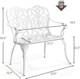 HOMEFUN Outdoor Bench, Patio Garden Benches Waterproof Metal Loveseat Cast-Aluminum Outdside Furniture for Park Lawn - Photo 2