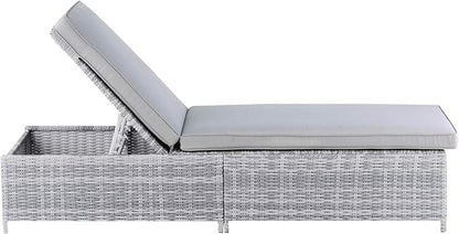 Elle Decor Vallauris Patio Outdoor Furniture Collection, Premium All Weather Wicker, Storage Chaise Lounge, Gray
