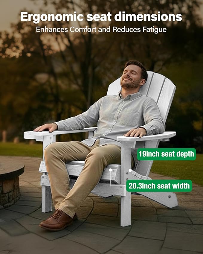 YEFU Adirondack Chairs Set of 6: Outdoor Chair HIPS Plastic Adirondack Chairs - Patio Chairs with Wood Texture - Lawn - Photo 6