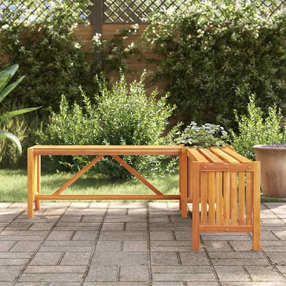 Garden Bench Brown Solid Acacia Wood with Planter Box 46.1 x 46.1 x 15.7 in Rustic Outdoor Furniture for Patio Balcony and Garden Seating
