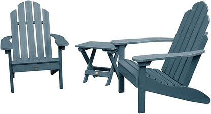 highwood Classic Westport Adirondack Chairs with Side Table, Nantucket Blue