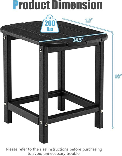 Giantex Side Table Outdoor Small Patio Table 18” Adirondack Table, Weather Resistant End Tables, Outside Square Tea Table for Patio, Backyard, Poolside, Garden, Balcony (1, Black)