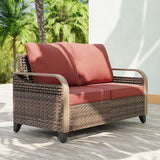 EAGLE PEAK Wicker Outdoor Patio Sofa Modern Rattan Patio Furniture Loveseat for Backyard Deck Porch Balcony - Photo 1