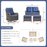 Rilyson Wicker Patio Furniture Set - 5 Piece Rattan Outdoor Sectional Conversation Sets with 2 Rocking Swivel Chairs - Photo 2