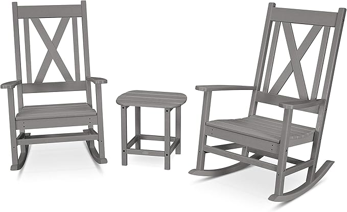 POLYWOOD® Braxton Rocking Chair Set, Slate Grey
