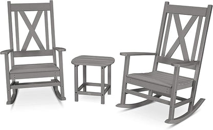 POLYWOOD® Braxton Rocking Chair Set, Slate Grey