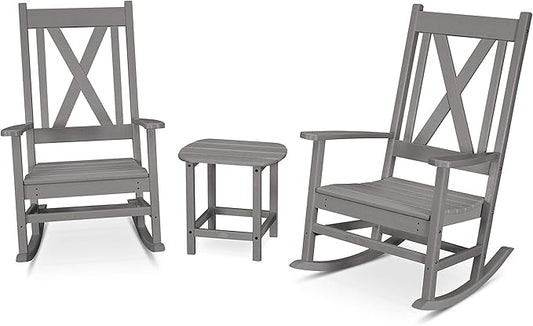 POLYWOOD® Braxton Rocking Chair Set, Slate Grey