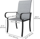 Outsunny Set of 4 Outdoor Wicker Dining Chairs, All-Weather Rattan Armchairs with Armrests, Steel Frame - Photo 3
