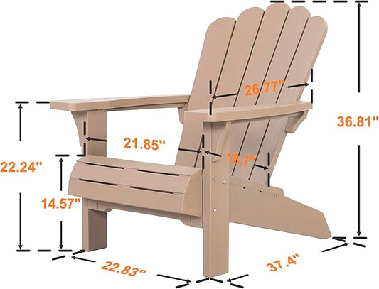 NUU GARDEN Folding Adirondack Chair, Plastic Fire Pit Chairs, Patio Chair Weather Resistant, Outdoor Chairs, Lawn Chair with Widened Armrests, for Deck, Outdoor, Backyard, Garden, Champagne