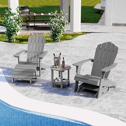 YEFU Adirondack Ottoman Set of 4, Adirondack Foot Rest, Patio Foot Rest, Folding Adirondack Footstool, Weather Resistant for Adirondack Chair, Widely Used for Outdoor, Porch, Backyard, Fire Pits-Gray