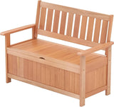 Tangkula 48 Inch Outdoor Wood Storage Bench Deck Box, Wooden Storage Loveseat with 34.2 Gal Inner Space - Photo 1