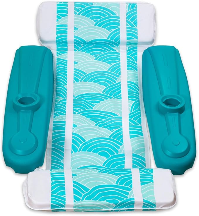 XtremepowerUS Water Pool Padded Floating Chaise Lounger Large for Adults with Headrest, Backrest, Footrest & Cupholder