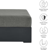 Modway Tahoe Aluminum Ottoman in Gray Charcoal with Weather-Resistant Cushion-Ideal as Outdoor Footstool - Photo 7