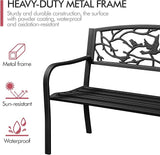 Topeakmart Garden Bench Outdoor Patio Bench for Outdoors Metal Porch Cast Iron Steel Outdoor Bench with Backrest and - Photo 4