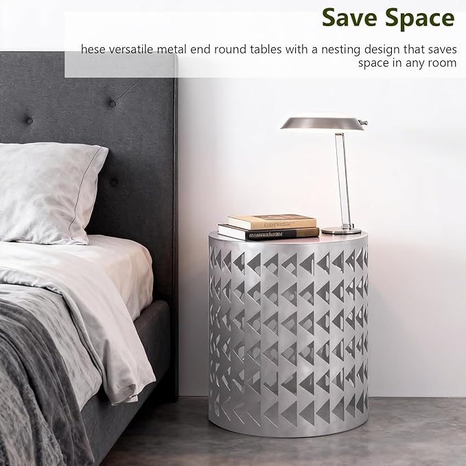 Multifunctional Nesting Round Metal Coffee End Tables - Photo 5