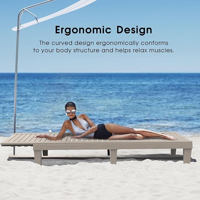 Outdoor Chaise Lounge Chair – 5-Position Adjustable Backrest, Waterproof Resin Wicker Sun Lounger for Pool, Patio - Photo 5